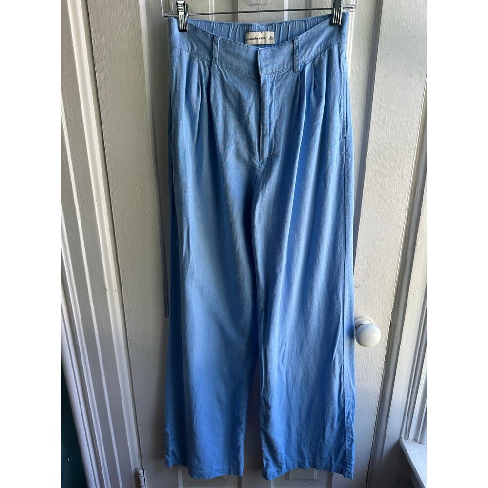 Abercrombie & Fitch Light Blue Wide-Leg Pants | Size Small - Picture 2 of 7